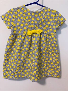 Zara Yellow Dot Knit Dress with Bow Accent